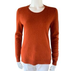 Cashmere Scoop Neck Pullover Sweater Medium Pumpkin